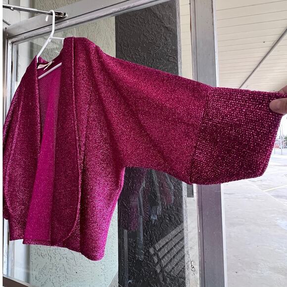 Vintage 1980's pink metallic shrug size M - Picture 2 of 6